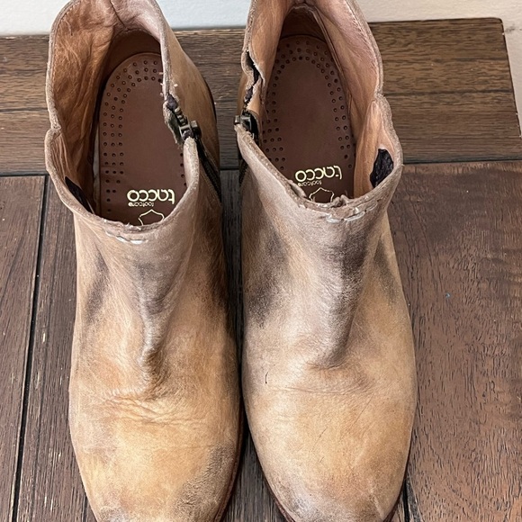 BED|STU Tan Leather Ankle Booties with Chunky Heel Womens size 8.5 - Picture 6 of 13